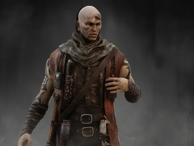 Post Apocalyptic Man Low-poly 3D model