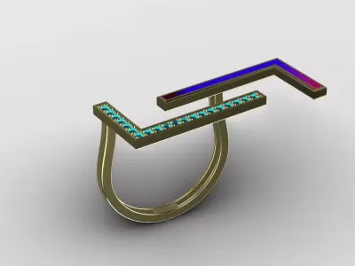 The Horizon Split Statement Ring 14k gold 3D print model