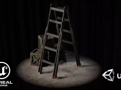 Step Ladder Low-poly 3D model 2