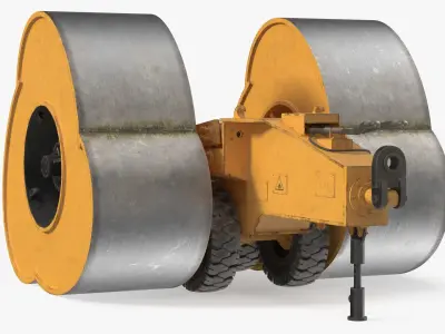  Impact Compactor Roller Dirty Rigged for Maya 