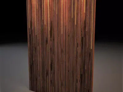 Wall panel with wood sticks and gold metal Texture