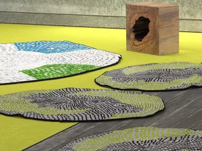 Panier multicolored woven wall hanging 3D model