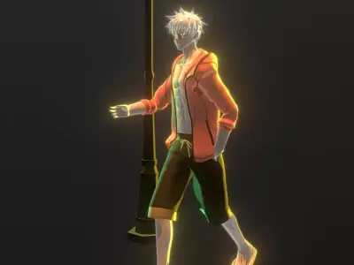 GOJO SATURO cute street walk kaisen Fbx Pbr Animated 3D model