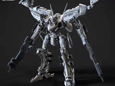 White Sparkle Mech 100mm 3D print model