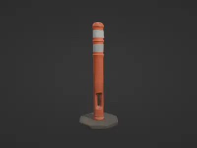 Traffic Delineator Post Low-poly 3D model