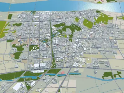 Taizhou Zhejiang China 120km Low-poly 3D model
