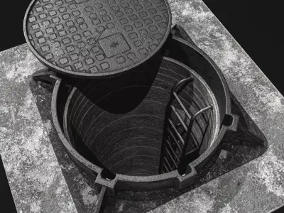 Manhole and Ground Tunnel Low-poly 3D model