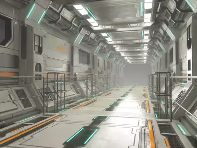 Sci-Fi Modular Corridor Version 2 Low-poly 3D model