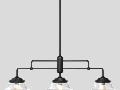 Avery Industrial Farmhouse Rustic Iron Glass Linear LED Pendant Low-poly 3D model