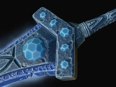 Stylized ice sword  Game-ready Print-ready Low-poly 3D model