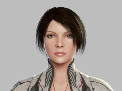 Female Sci Fi Soldier Low-poly 3D model get