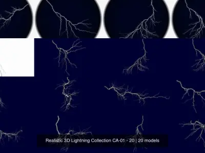 Realistic 3D Lightning Collection CA-01 - 20 3D Model Pack
