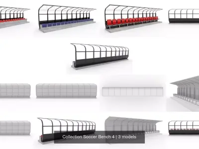 Collection Soccer Bench 4 3D Model Pack