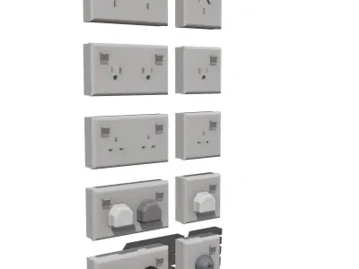 Diorama Electrical Plugs n Sockets x15 styles 3D print model