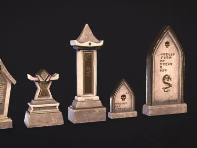 Fantasy Gravestones Low-poly Game-ready Low-poly 3D model