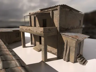 Ruined buildings low poly Low-poly 3D model