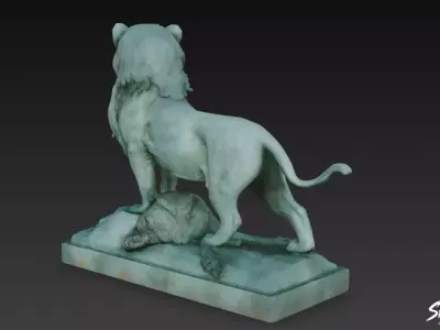 Lion Statue V41 Low-poly 3D model