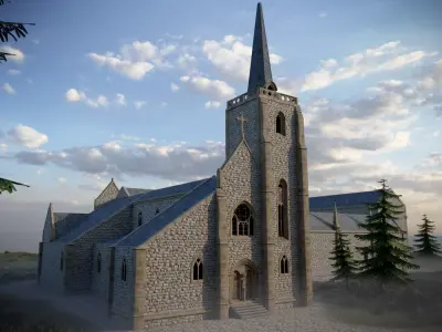 Modular Medieval Church Low-poly 3D model