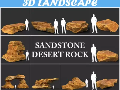 Low poly Yellow Sandstone Desert Pack 200209 Low-poly 3D model