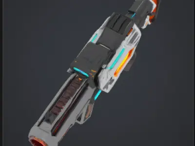 Futuristic Gun 3D Model - Sci-Fi Energy Weapon for Games Low-poly 3D model