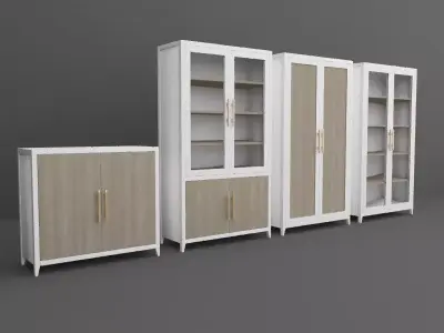 Cabinet Set of office furniture with doors and drawers 3D model