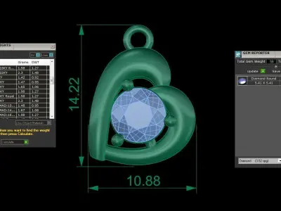 Women Heart Solitaire Super Light Weight Pendant 3D print model