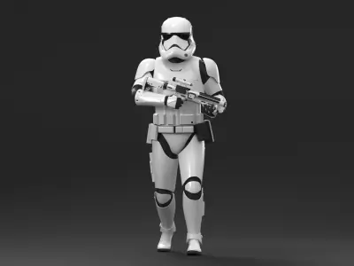  First Order Stormtrooper with Blaster Walking Pose 