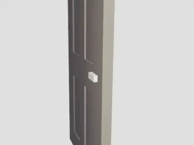 Low Poly Door with four panels Low-poly 3D model