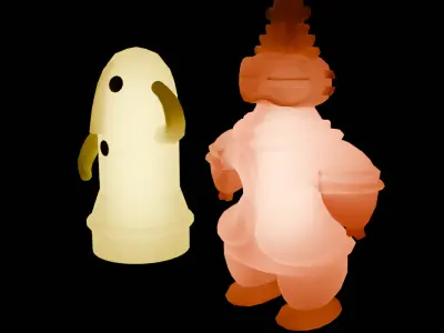 Indirect lighting of haniwa and Earth figurine 3D model