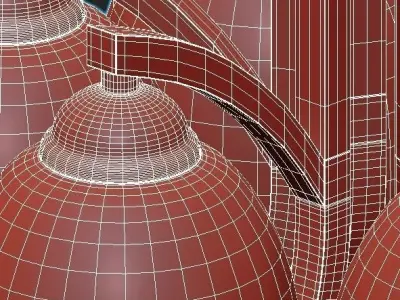 globo-till-60214-5 six light semi-flush fixture with glass sh... 3D model