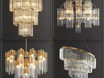 Collection of modern crystal chandeliers 3D model