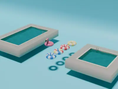 Pool and swim rings Summer asset pack 5 3D model