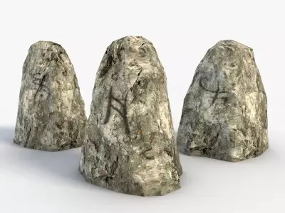 Low Poly Runestones three stones Low-poly 3D model