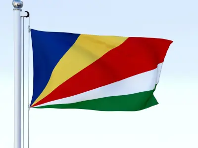 Animated Seychelles Flag Low-poly 3D model