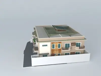 Guesthouse apartment building with roof 3D model