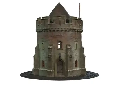 Two Old Houses and One Old Tower 3D model