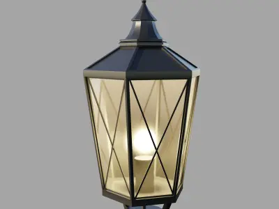 Old metal lamp post Low-poly 3D model