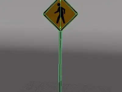 Crosswalk Sign 3D model Low-Poly Low-poly 3D model