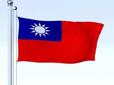 Animated Taiwan Flag Low-poly 3D model