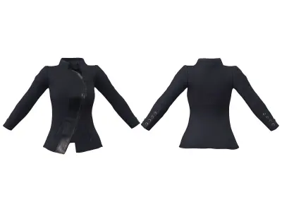 Leather Biker Jacket And Pants With Heels Outfit Low-poly 3D model