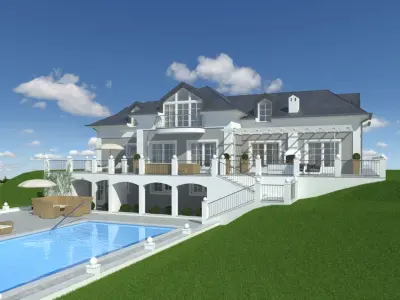 Mansion with Swimming Pool 3D model