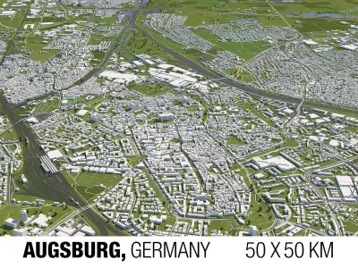 Augsburg Germany 50x50km 3D City Map 3D model