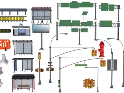 Street Elements Set 3D model