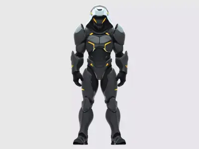 Cyberpunk Game Ready 3D Character  GLB FBX  PBR Textures Low-poly 3D model