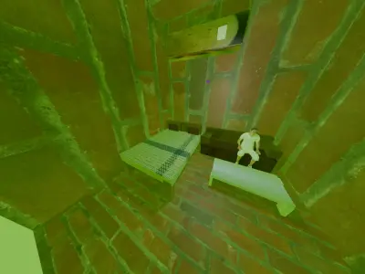 Modern Bedroom Interior with Bed Sofa Desk and AC Low-poly 3D model