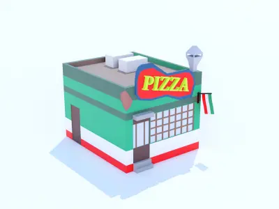 Italian Restaurant pizzeria Low Poly Low-poly 3D model