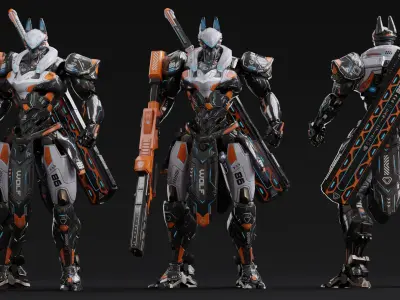 Low Poly - Cybernetic Fenrir Son of Loki Low-poly 3D model