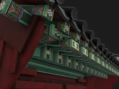 Korean Traditional House Hanok Door 02 Low-poly 3D model