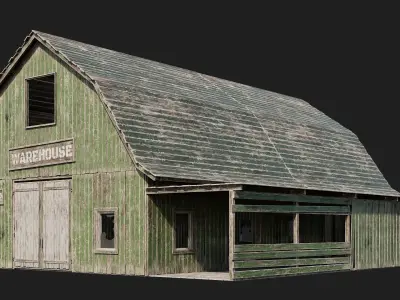 93-94-95-96 - Farm Buildings 4K PBR GameReady Low-poly 3D model