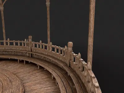 Circular Wooden Platform Arena Low Poly PBR Low-poly 3D model